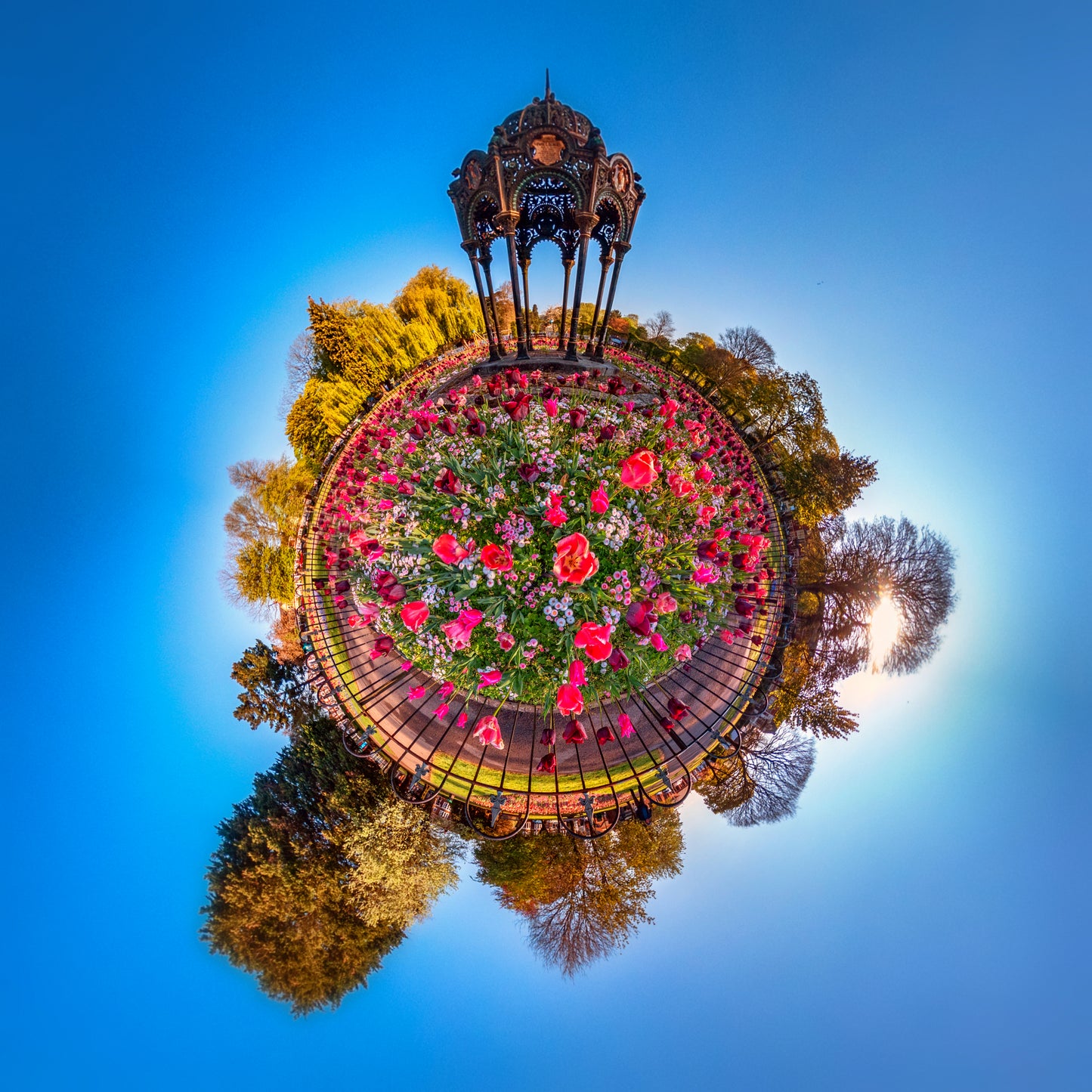 Victoria Park, Cardiff, Tiny Planet Photograph.