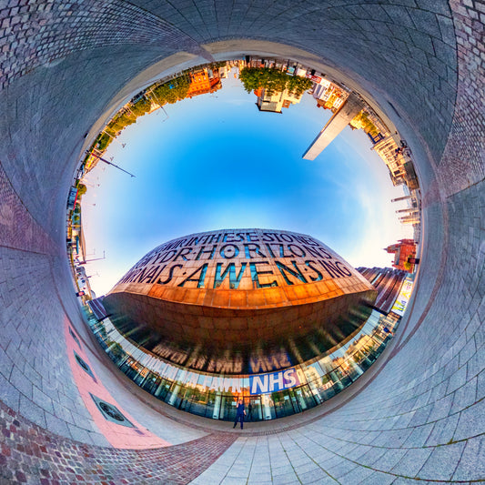 Millennium Centre Cardiff Bay Tiny Planet Photograph.