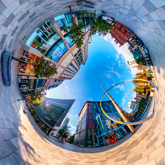 The Hayes, Cardiff. Tiny Planet Photograph.