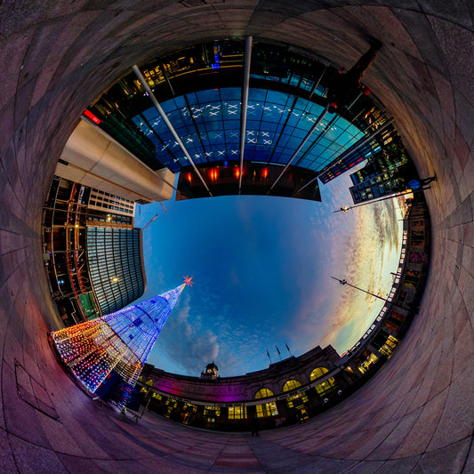 Central Square, Cardiff. Tiny Planet Photograph.