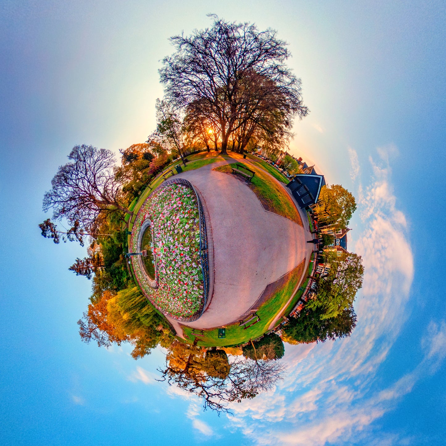 Thompsons Park, Cardiff, Tiny Planet Photograph.