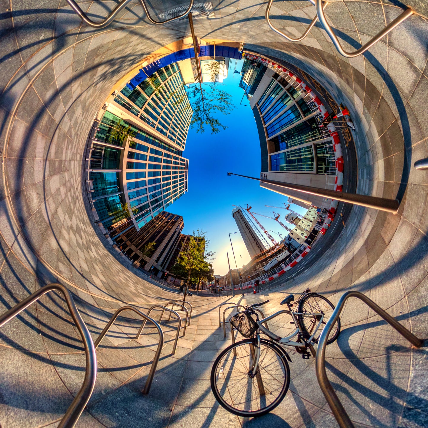 Wood Street, Cardiff. Tiny Planet Photograph.